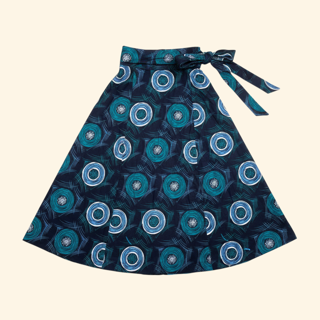 Jupe Portefeuille | Tourbillons bleues