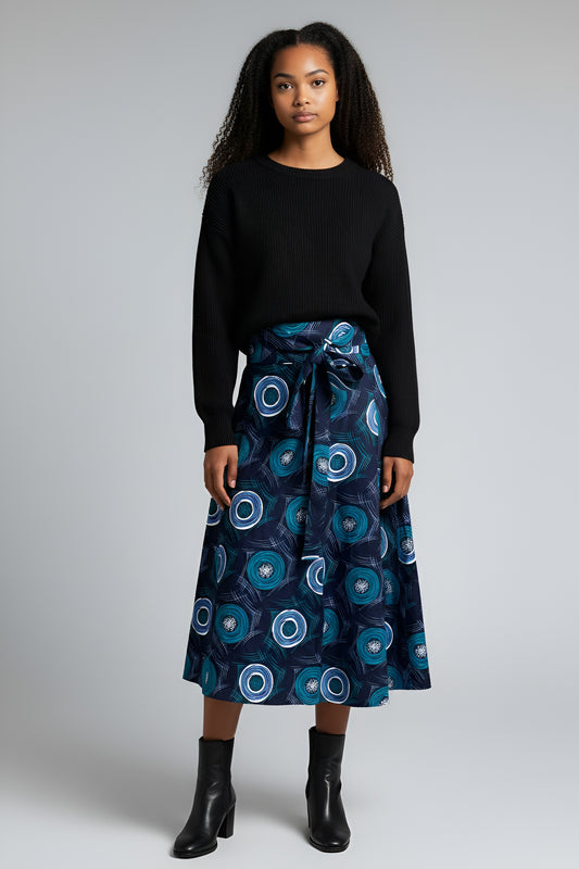 Jupe Portefeuille | Tourbillons bleues